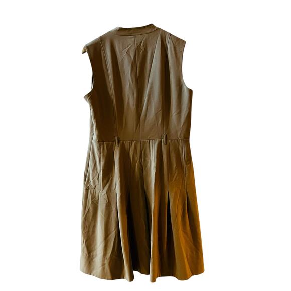 Calvin Klein Ruffle Front Half Button Up Sleeveless Dress Size 14 Tan - Picture 2 of 7